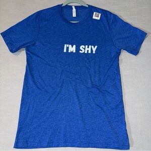 Royal Blue Men’s Size Medium T-Shirt I’M Shy Funny Bella Canvas USA Strong